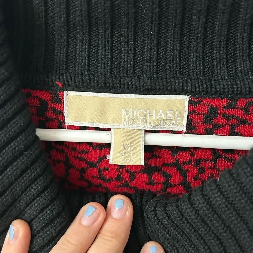 Michael Kors Red and Black Cowl Neck Sweater